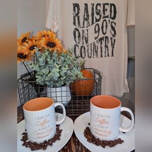 🧡☕🌻Country Music Lovers 'Raised On 90s Country' Tee & Coffee Mug Set